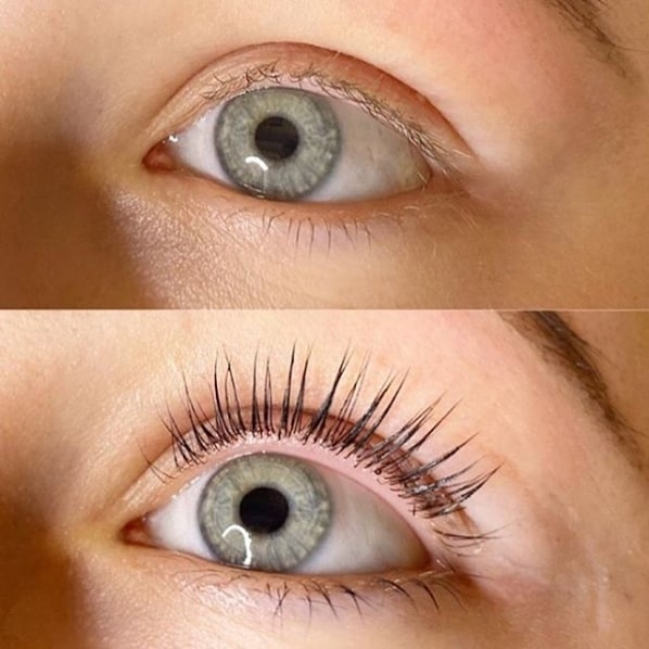 antes e depois lash lifting e coloração dos cílios