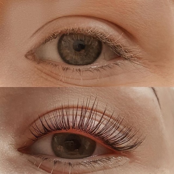 resultado de lash lifting e tingimento de cílios