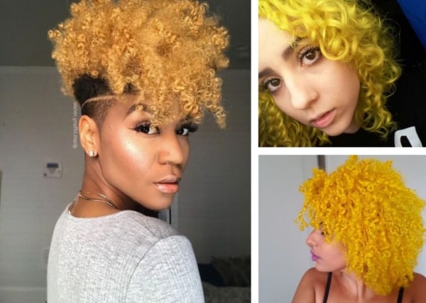 Montagem com fotos de mulheres com cabelo amarelo
