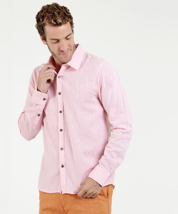 exemplo de camisa de linho rosa