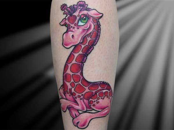 tatuagem new school girafa