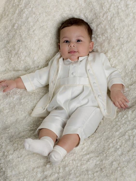 look branco para batizado de bebê menino