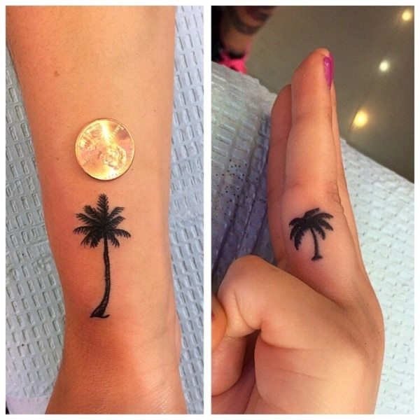 tatuagem de coqueiro na mão