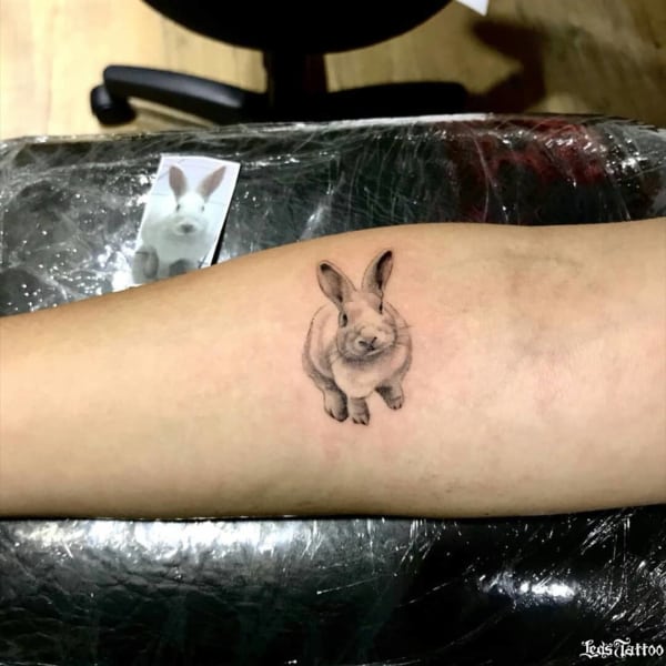 tatuagem fineline feminina coelho