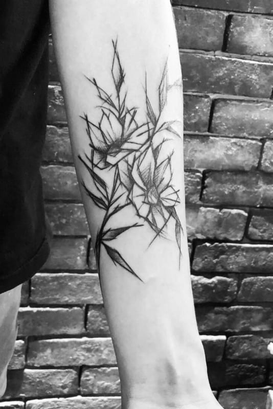 tatuagem sketch flores