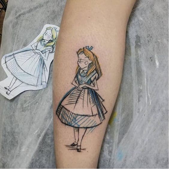 tattoo Alice no País das Maravilhas moderna