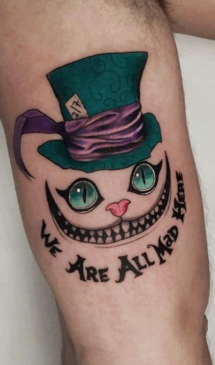 tatuagem gato Alice no País das Maravilhas