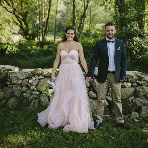 vestido de noiva rosa claro sem alças