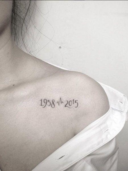 tatuagem delicada com data para pai falecido