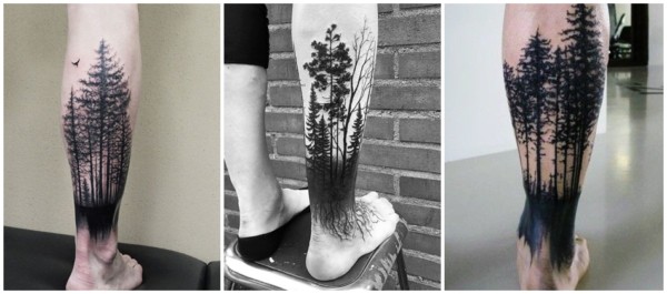 ideias de tatuagem floresta negra na perna