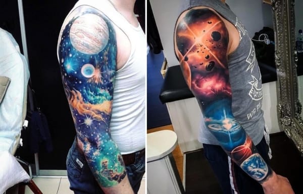 tatuagem braco fechado Universo