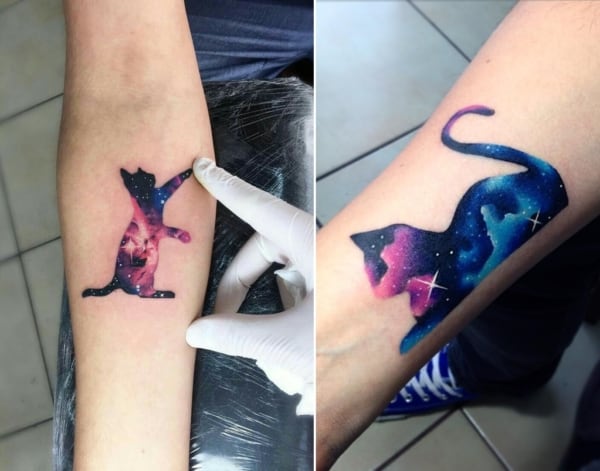 tatuagem de gato galaxia