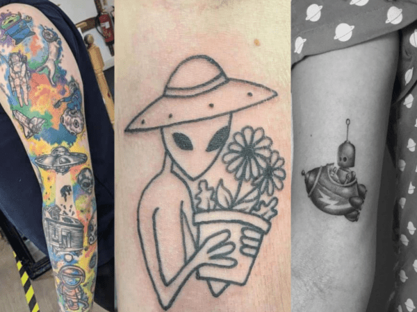 Tatuagem alienígena fumando