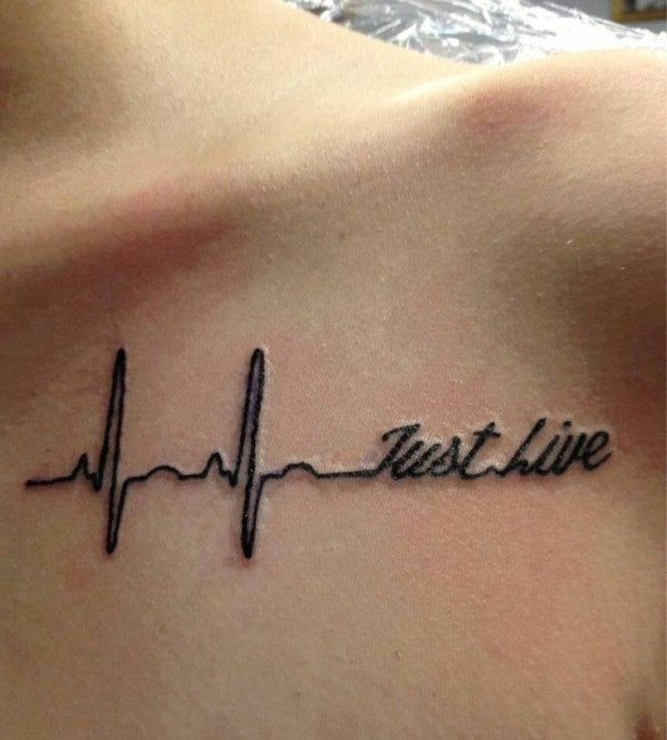 tatuagem batimentos cardiacos com frase