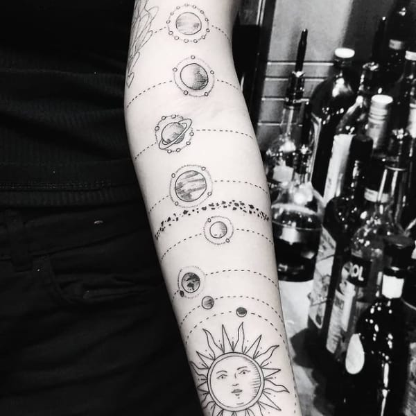 grande tatuagem Sistema Solar