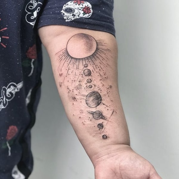 ideias de tatuagem de sistema solar