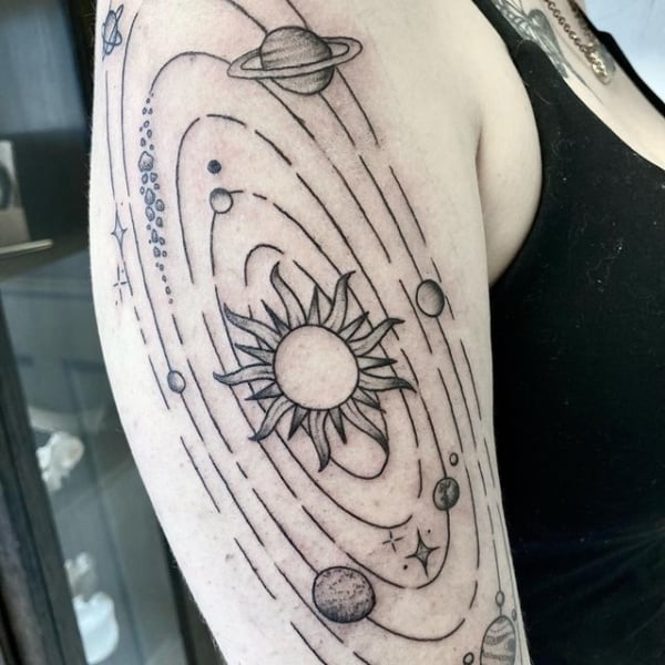 lindo modelo de tatuagem Sistema Solar