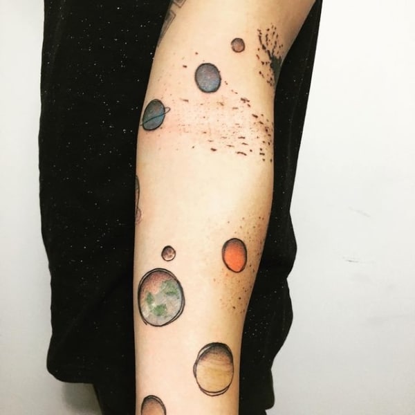 tatuagem Sistema Solar colorida