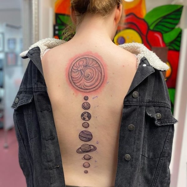 tatuagem Sistema Solar nas costas