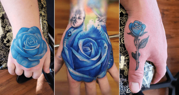 ideias de Tatuagem de rosa azul