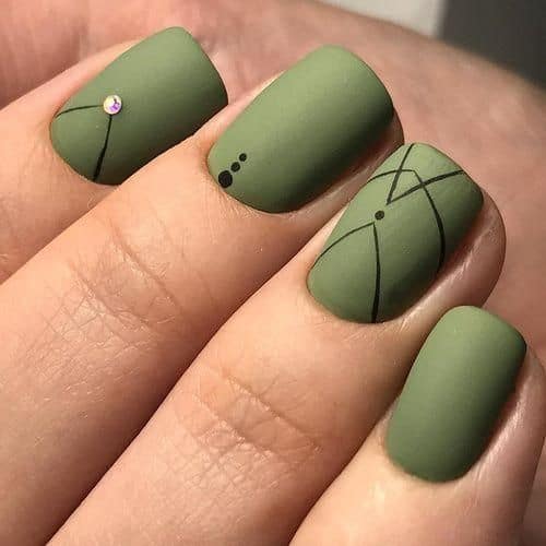 15 nail art com esmalte verde militar fosco