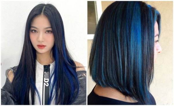 15 ideias de cabelo liso com mecha azul