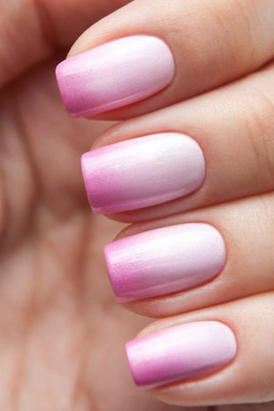 15 pink ombre nails from bold pink into very light blush