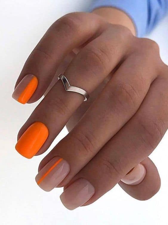 18 unhas modernas com esmalte laranja neon Pinterest