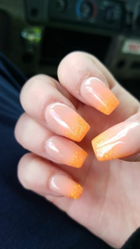 24 unhas decoradas com glitter laranja Pinterest