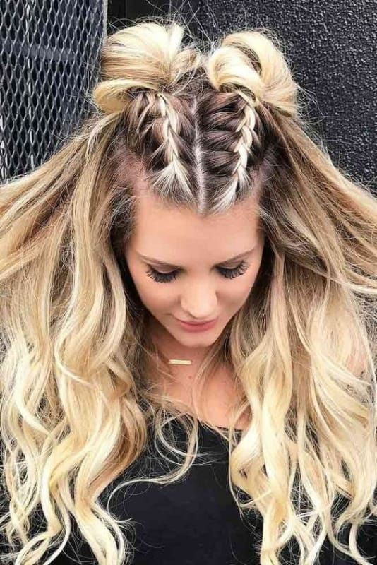 14 penteado com tranca unicornio dupla Pinterest