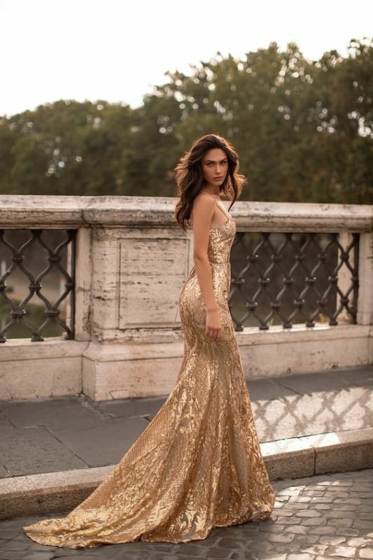 20 vestido sereia dourado e longo Pinterest