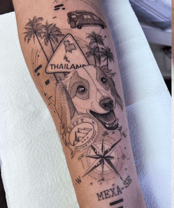 tattoo cachorro e viagens