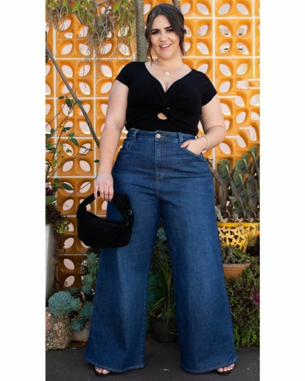 Calca jeans pantalona plus size Fonte Pinterest
