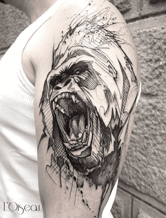 Tatuagem de Gorila braco