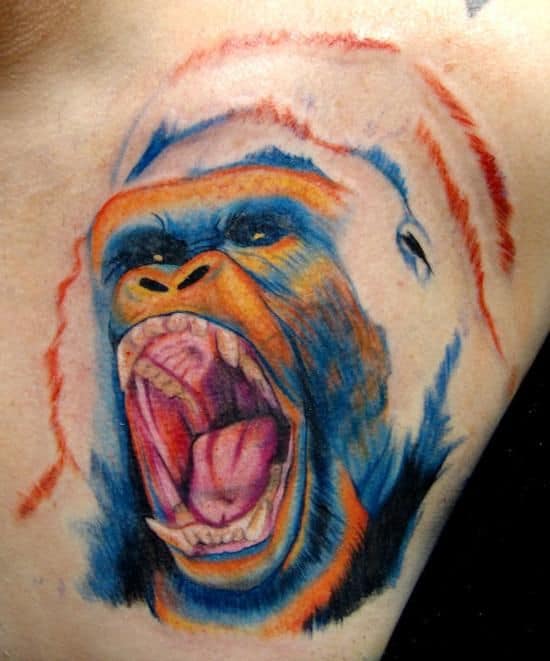 Tatuagem de Gorila colorida