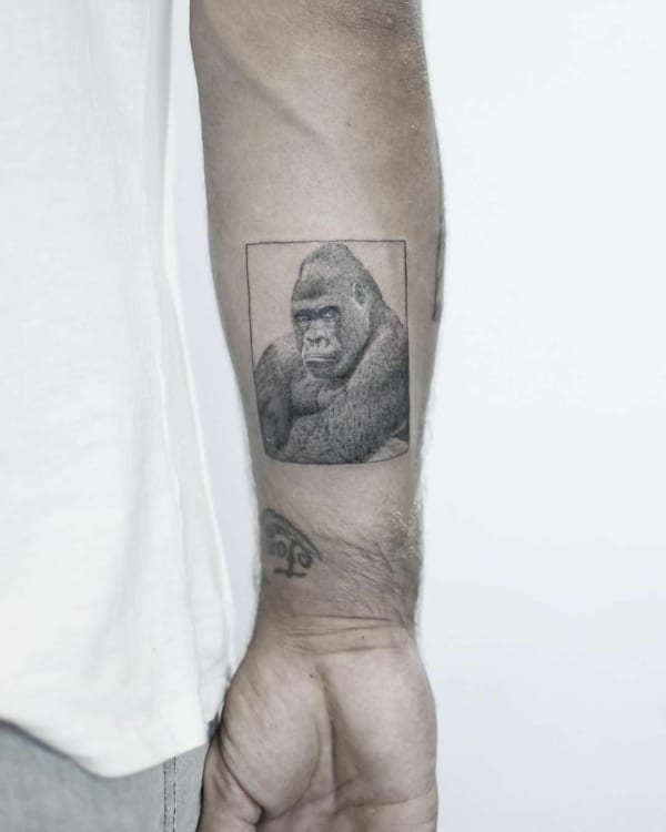 Tatuagem de Gorila no braco