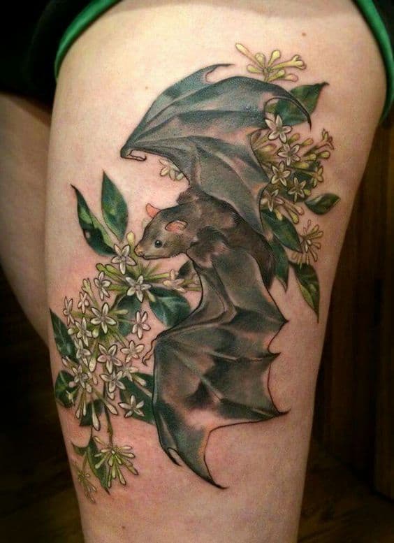 tatuagem de morcego colorida