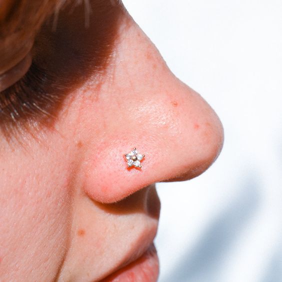 7 piercing nostril de flor com pedrinhas Pinterest