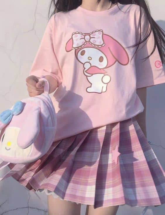 25 look kawaii com camiseta rosa Juwas