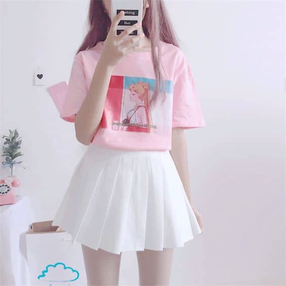 27 look kawaii com camiseta rosa Pinterest