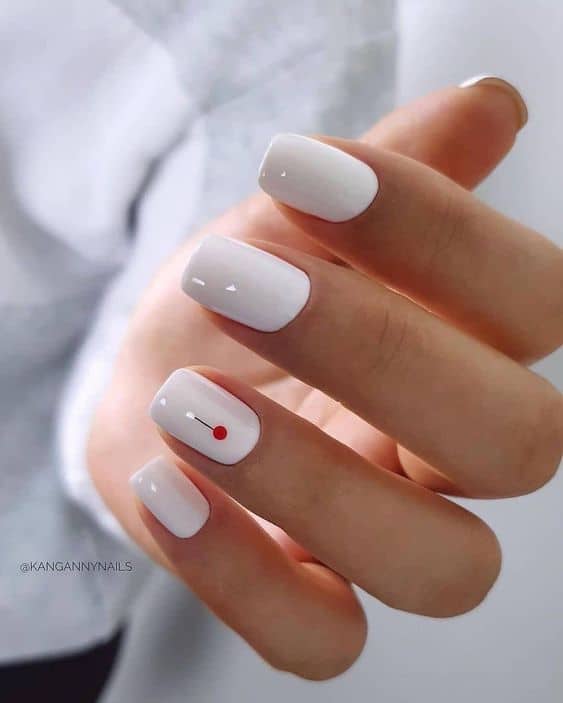 6 nail art minimalista em unha branca @kangannynails