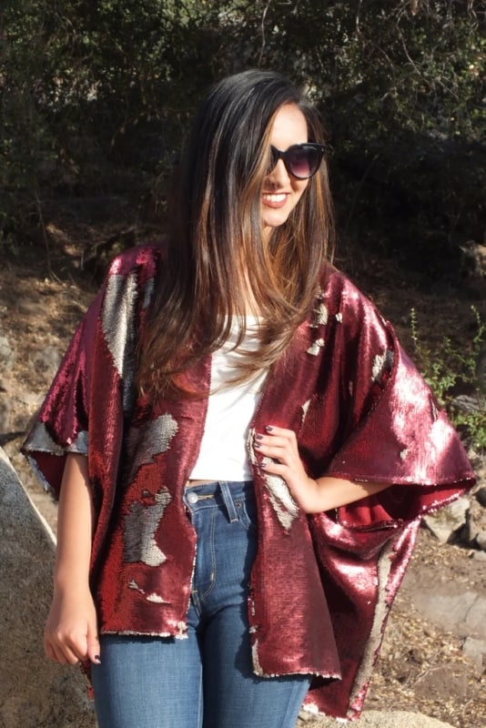 51 look com kimono de paete vermelho Moddy Vintage