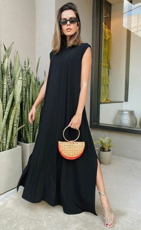 10 look verao com vestido preto longo Pinterest
