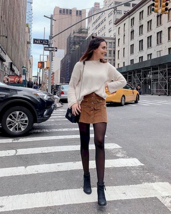 13 look de inverno com saia e blusa de trico Pinterest
