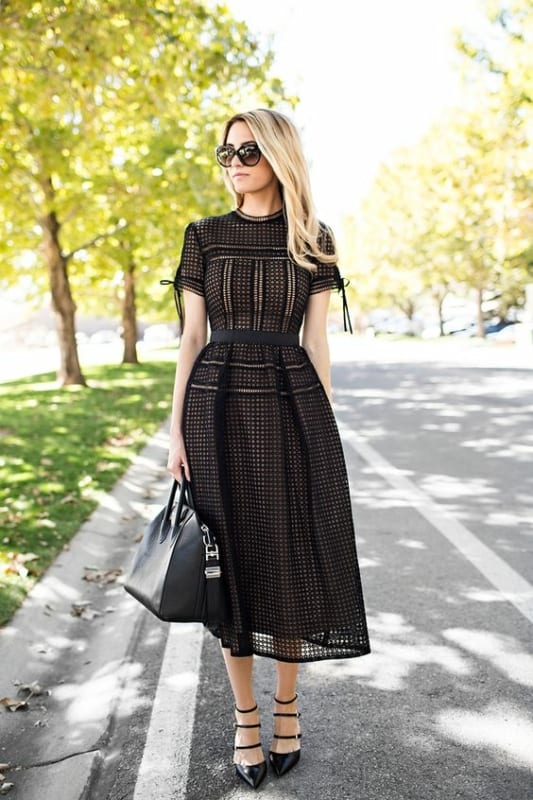 15 vestido midi preto rodado Pinterest