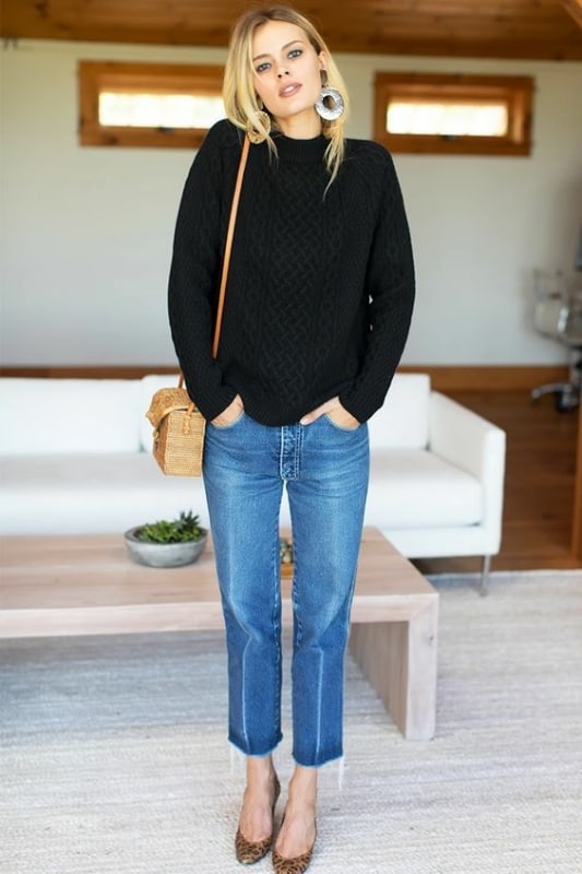 2 look com jeans e blusa preta de trico Pinterest