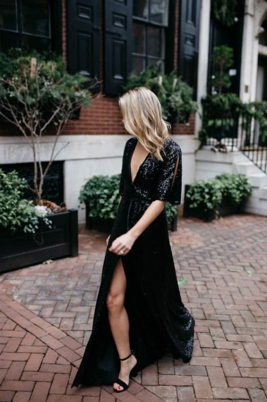27 look festa com vestido longo de paete Pinterest