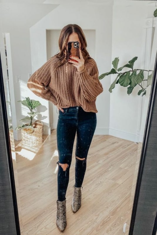 42 look com calca e blusa marrom de trico Pinterest
