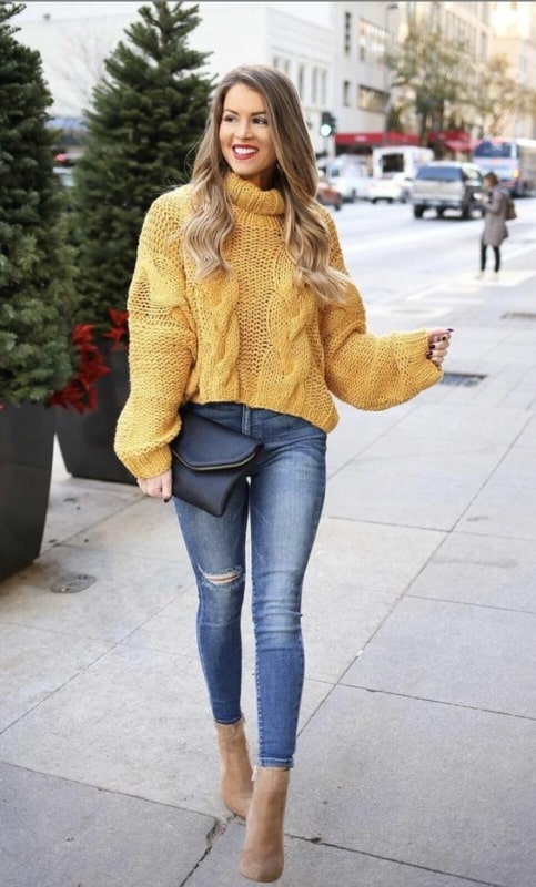 54 look com blusa de trico amarela de gola alta Pinterest