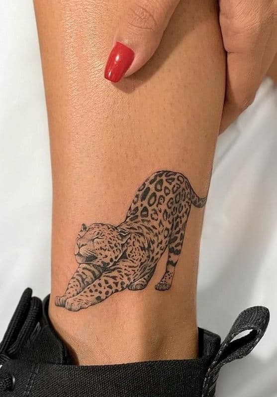 10 tatuagem de onca na perna Pinterest